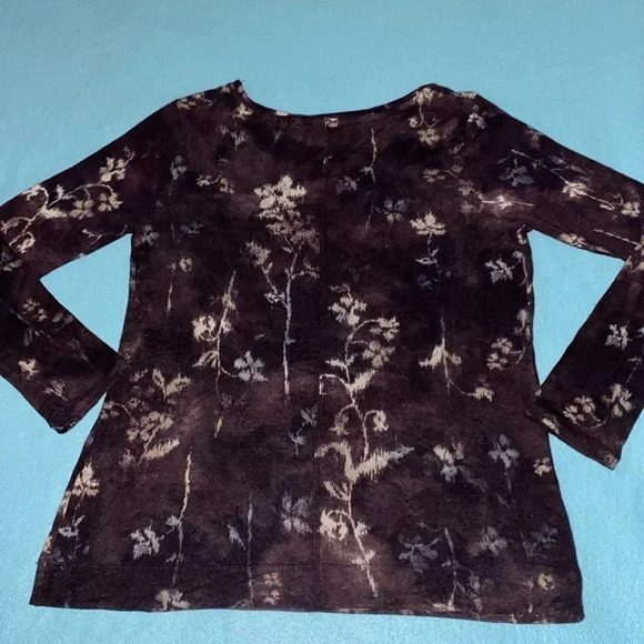 VERA WANG SimplyVera floral print long sleeve round neck 100% soft rayon size MP - Picture 2 of 9